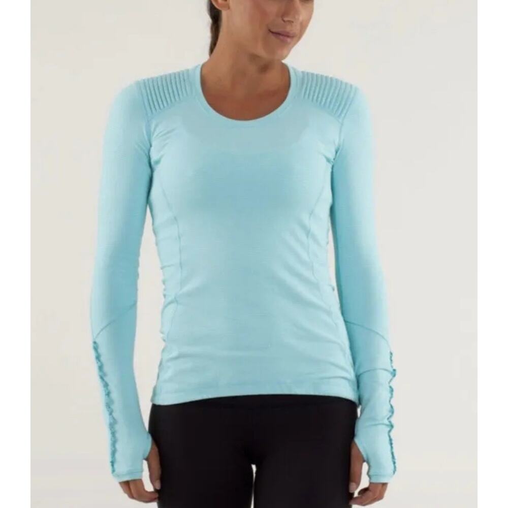 Lululemon Star Runner Long Sleeve Top Angel Blue Crew Neck Size 6